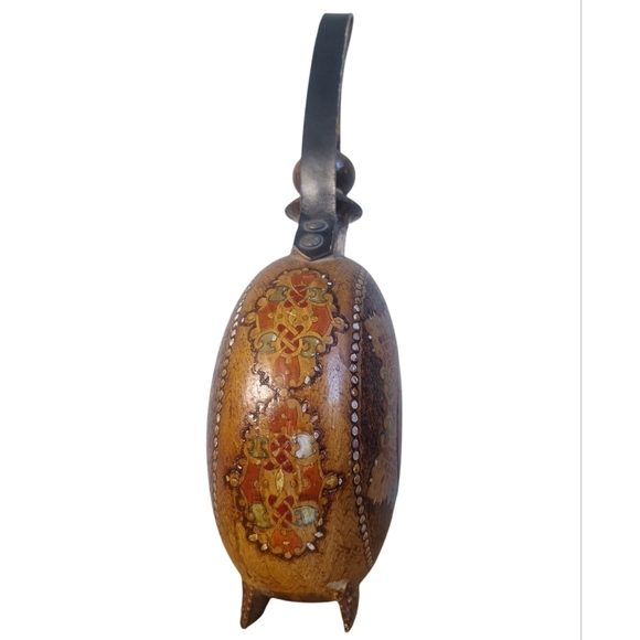 Vintage Balkan Hand-Painted Wooden Canteen Flask | Mid-20th Century Folk Art - Picture 5 of 12